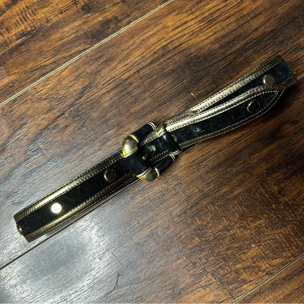 Avignon Black Gold Suede Belt